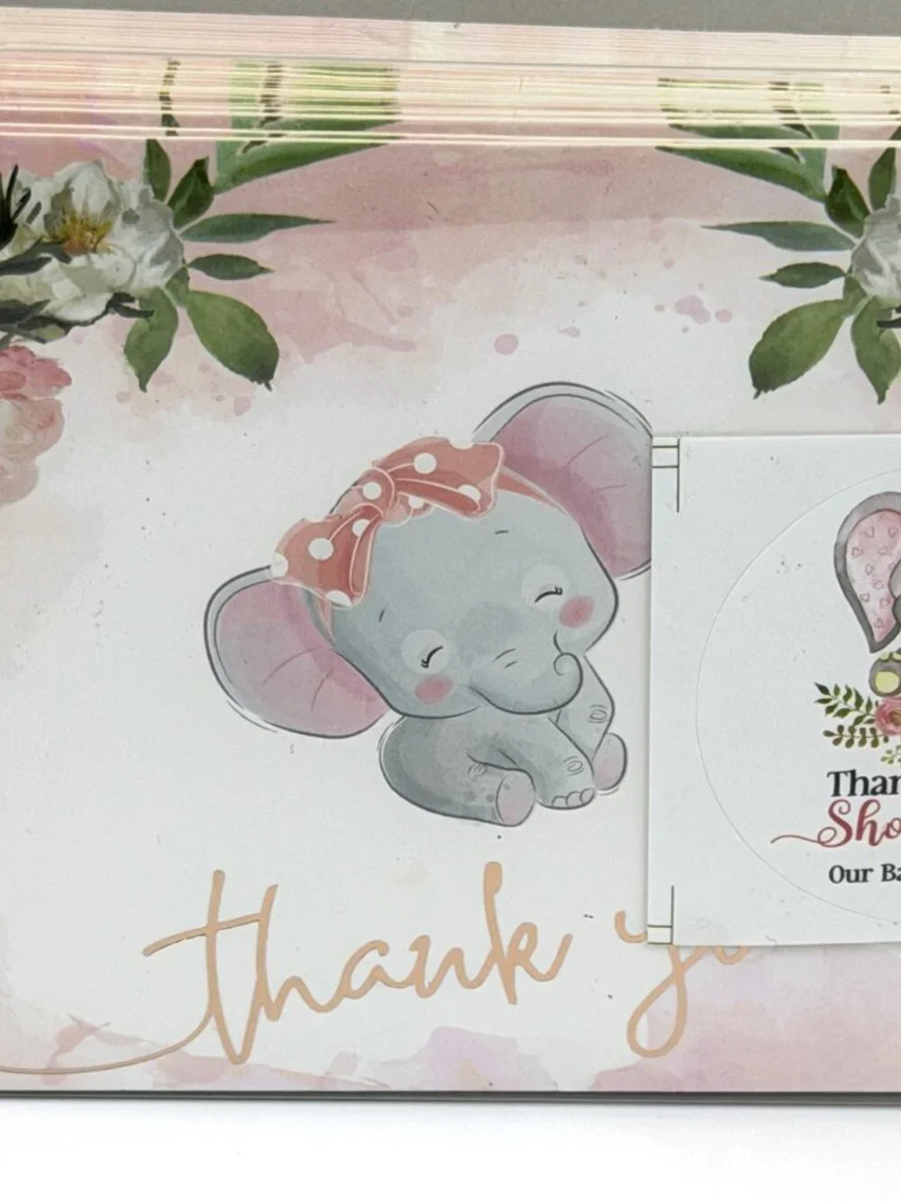 Winoo Design Baby Girl Elephant Thank You Cards 36 Pack New
